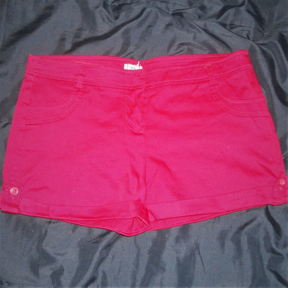 Red Short Cuffed Dress Shorts